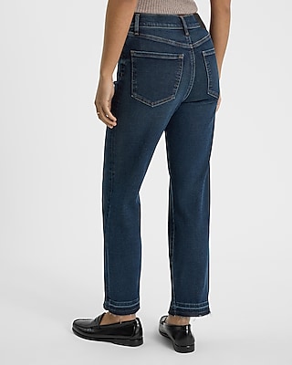 High Waisted Dark Wash Straight Ankle Jeans