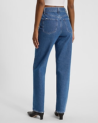 High Waisted Floral Medium Wash Straight Jeans