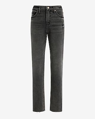 High Waisted Black Wash Cargo Pocket Straight Jeans