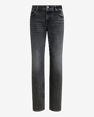 Low Rise Washed Black Relaxed Straight Jeans