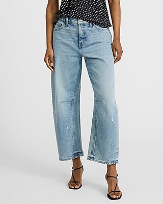 Mid Rise Light Wash Barrel Jeans