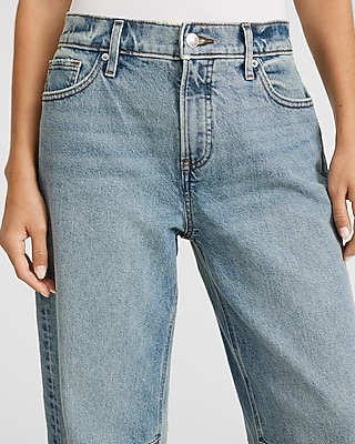 Mid Rise Light Wash Barrel Jeans