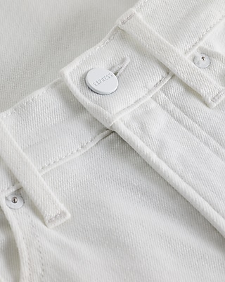 High Waisted White Straight Ankle Jeans
