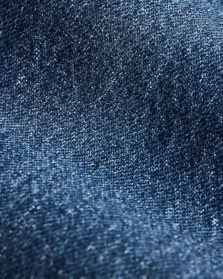 High Waisted Dark Wash Patch Pocket 50/50 Rigid Stretch Straight Ankle Jeans