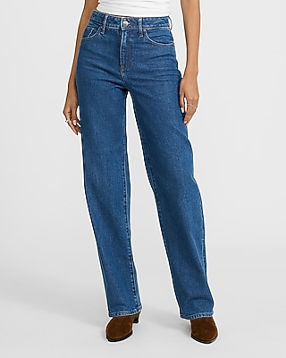 High Waisted Medium Wash Studded Relaxed Straight Jeans - image 2
