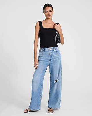 Low Rise Light Wash Ripped Baggy Jeans