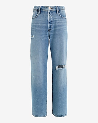Low Rise Light Wash Ripped Baggy Jeans