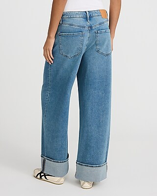Low Rise Light Wash Cuffed Baggy Jeans