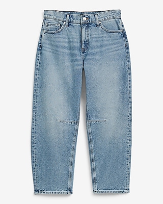 Mid Rise Light Wash Barrel Jeans