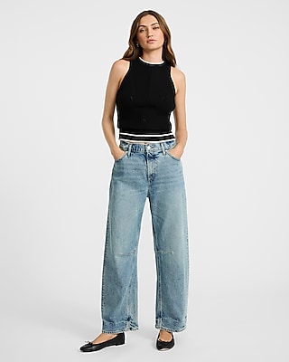 Mid Rise Light Wash Barrel Jeans