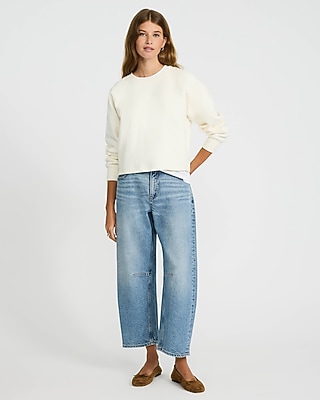 Mid Rise Light Wash Barrel Jeans