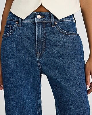Mid Rise Medium Wash Barrel Jeans