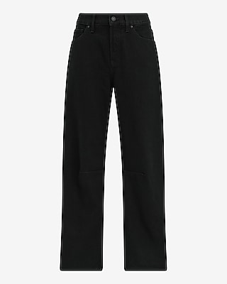Mid Rise Black Barrel Jeans