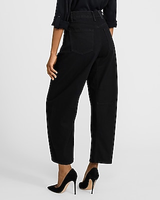 Mid Rise Black Barrel Jeans