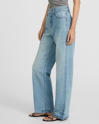 High Waisted Light Wash Relaxed Straight Jeans