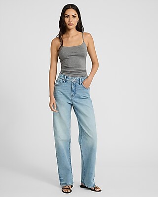 High Waisted Light Wash Relaxed Straight Jeans