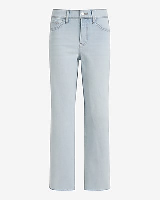 High Waisted Light Wash Straight Ankle Jeans