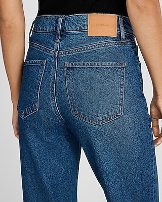 High Waisted Dark Wash Cuffed Hem Straight Jeans - image 5