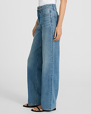 High Waisted Medium Wash Relaxed Straight Jeans