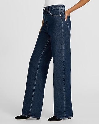 High Waisted Dark Wash Relaxed Straight Jeans