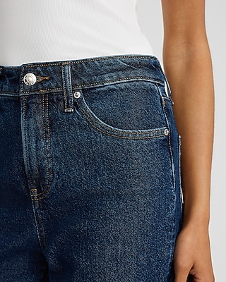 High Waisted Dark Wash Relaxed Straight Jeans
