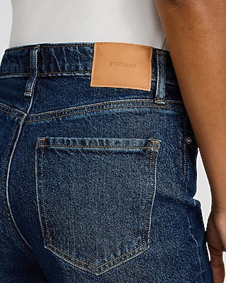 High Waisted Dark Wash Relaxed Straight Jeans