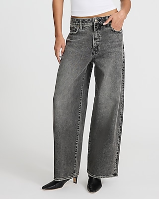 Low Rise Washed Black Baggy Jeans