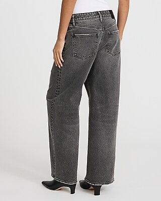 Low Rise Washed Black Baggy Jeans