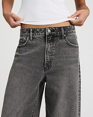 Low Rise Washed Black Baggy Jeans