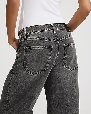 Low Rise Washed Black Baggy Jeans