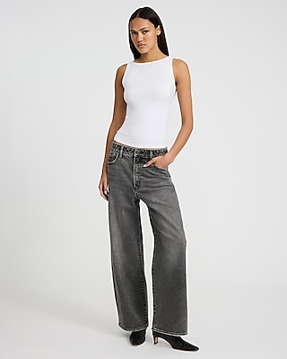 Low Rise Washed Black Baggy Jeans