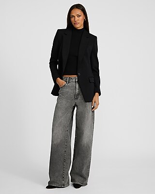 Low Rise Washed Black Baggy Jeans