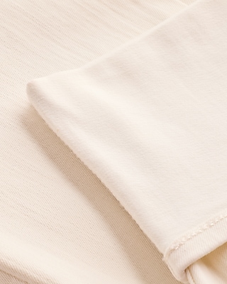 High Waisted Ivory Cuffed Straight Ankle Jeans