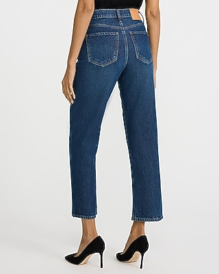 High Waisted Medium Wash Straight Ankle Jeans