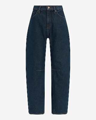 Mid Rise Medium Wash Barrel Jeans