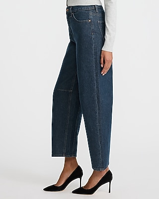 Mid Rise Medium Wash Barrel Jeans