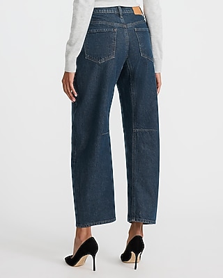 Mid Rise Medium Wash Barrel Jeans