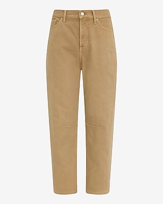 Mid Rise Tan Barrel Jeans