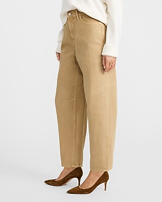 Mid Rise Tan Barrel Jeans - image 2