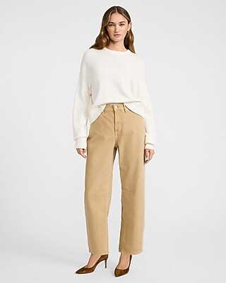 Mid Rise Tan Barrel Jeans