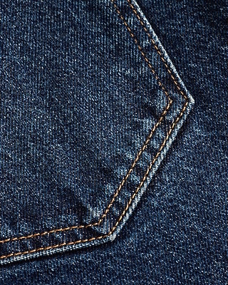 High Waisted Dark Wash Folded Hem Straight Jeans