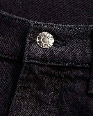 High Waisted Black Released Hem Straight Jeans