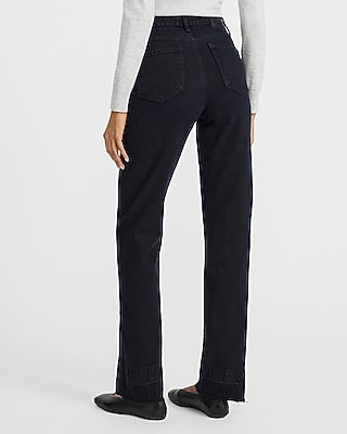 High Waisted Black Released Hem Straight Jeans - image 3