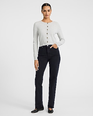 High Waisted Black Released Hem Straight Jeans - image 5
