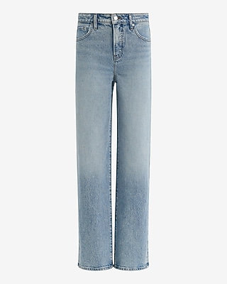 High Waisted Light Wash Relaxed Straight Jeans