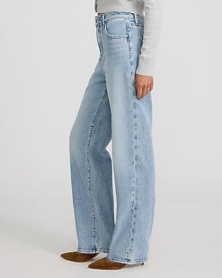 High Waisted Light Wash Relaxed Straight Jeans