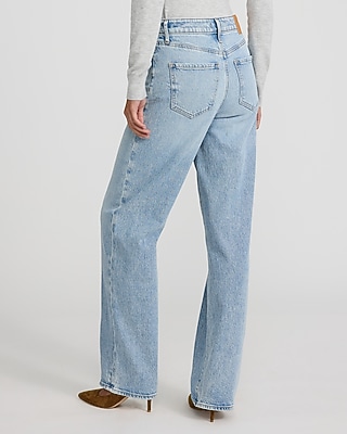 High Waisted Light Wash Relaxed Straight Jeans