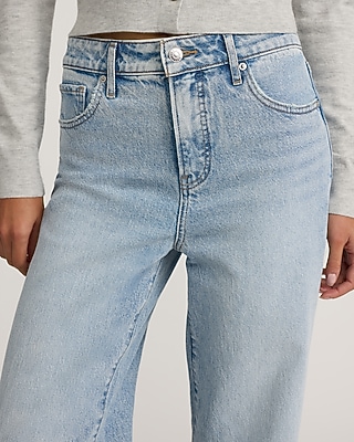 High Waisted Light Wash Relaxed Straight Jeans