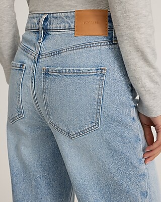 High Waisted Light Wash Relaxed Straight Jeans