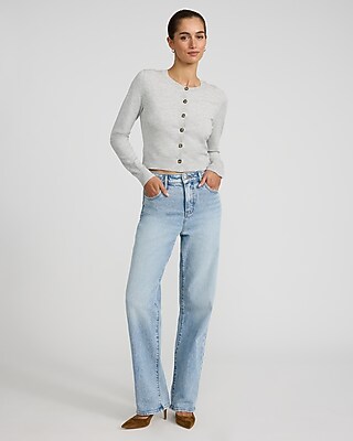 High Waisted Light Wash Relaxed Straight Jeans